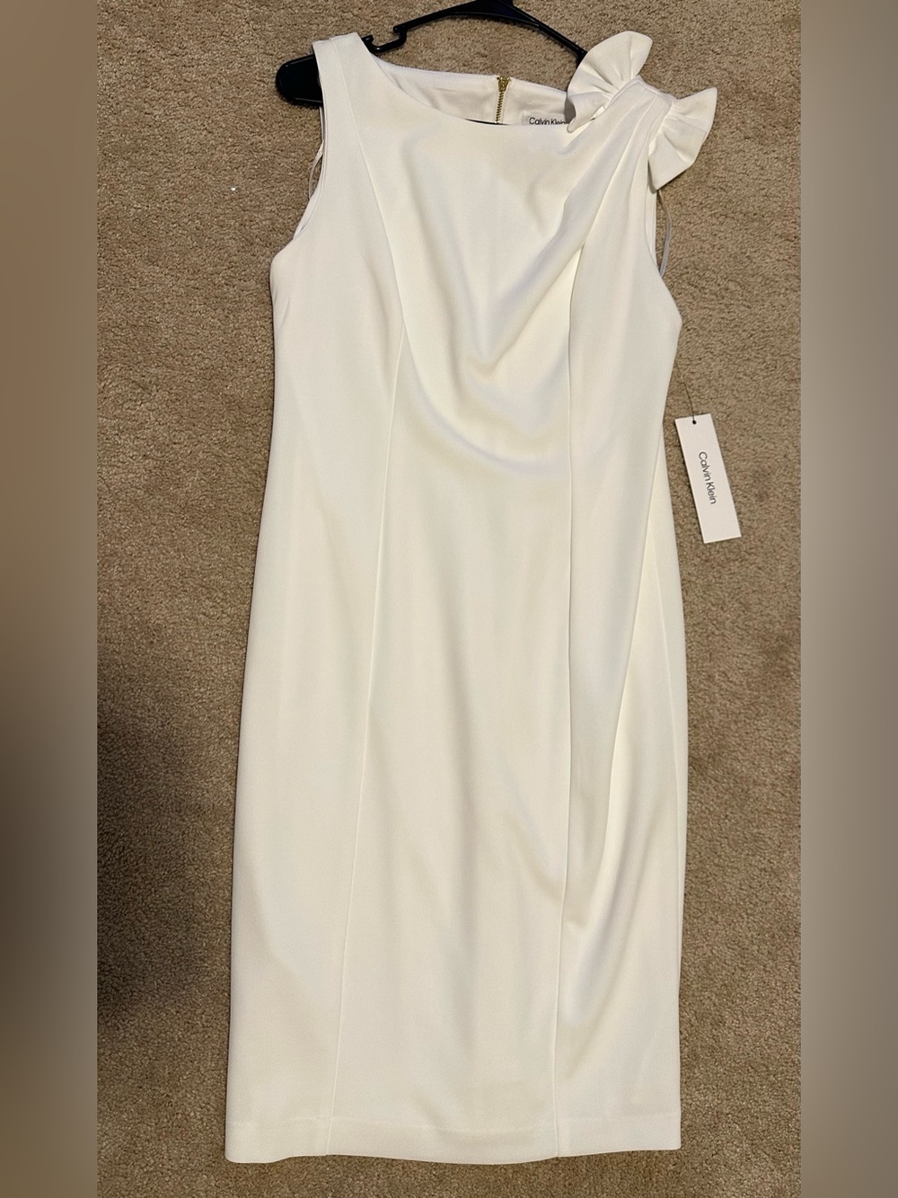 🆕 Calvin Klein Sleeveless Midi Dress with Shoulder Bow